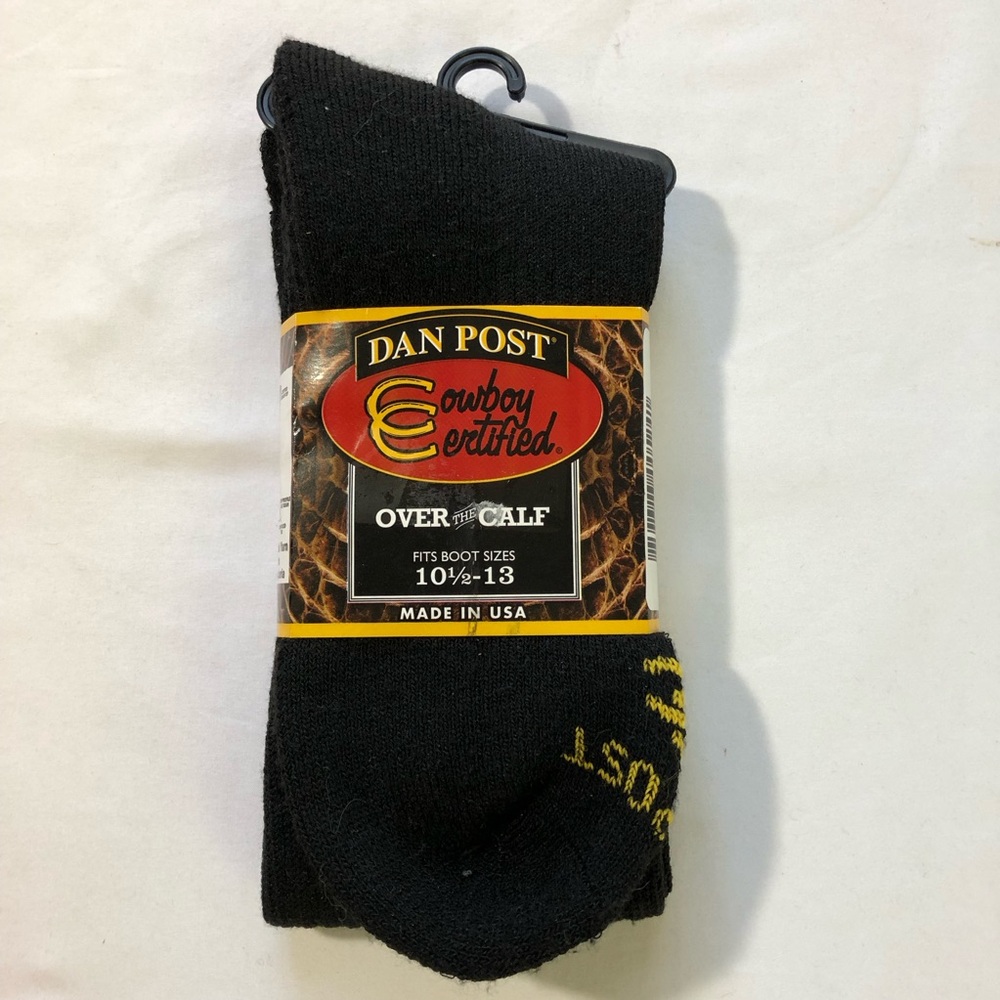 NWT Dan Post Cowboy Certified black over-the-calf boot socks men's size 10.5-13